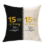 15th Anniversary Cushion Cover Gifts,15th Anniversary Wedding Gift for Couples,15 Year Anniversary for Him Her, 15th Anniversary Crystal Gifts for Wife Husband, Gifts for 15 Years of Marriage (15th)