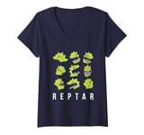 Womens Rugrats Iconic Heads Reptar Face Emotions Big Chest Logo V-Neck T-Shirt