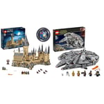 LEGO 71043 Harry Potter Hogwarts Castle Model, Big Collectable Set & 75257 Star Wars Millennium Falcon, Buildable Toy Starship Set with 7 Characters