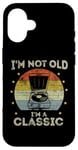 Coque pour iPhone 16 Tourne-disque rétro vintage I'm Not Old I'm Classic Meme Funny