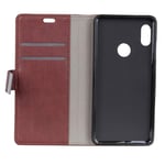 Mipcase Leather Case for Wiko View 2, Multi-function Flip Phone Case with Iron Magnetic Buckle, Wallet Case with Card Slots [2 Slots] Kickstand Business Cover for Wiko View 2 (Brown)