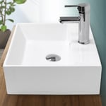 Vasque à Poser Lavabo Salle de Bain - Angulaire - 415 x 360 x 130 mm - en Céramique - Blanc - Lave-Mains Évier Suspendu Toilette - avec Kit de