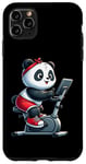 Coque pour iPhone 11 Pro Max Panda sur vélo d'appartement Gym Fitness Entraînement Sport