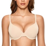 DOBREVA Femme Soutien Gorge Invisible Push Up Rembourré avec Armature Beige 95D