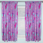 OFFICIAL TROLLS 66" X 72" CURTAINS CHILDRENS BEDROOM PURPLE POPPY CHENILLE SATIN