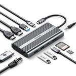 Station d'amarrage, Adaptateur ORICO 12 en 1 USB C Hub, Docking Station avec Double HDMI 4K, DP 4K @ 60Hz, PD 100W, 1 Gbps Ethernet, 3 USB 3.0, SD/TF, Audio 3,5 mm, Compatible pour Windows/Mac OS