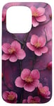 Coque pour iPhone 15 Pro Fleur de cerisier japonais Fleur Violet