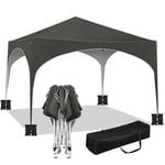 WOLTU Tente de Fête avec 4 Sacs de Sable,Tonnelle de Jardin, Pavillon Pop-Up avec Toit en Demi-Cercle,Tente Pliante pour Marché en Plein Air,Auvent Pliable Imperméable,Tente Pare-Soleil 3x3m Gris