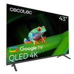 Cecotec Smart TV - TV QLED 43 Pouces Résolution 4K UHD - Série V4 VQU40043S. Google TV, HDMI 2.1, USB 3.0, HDR10, 16 Go ROM, Google Voice Assitant, Chromecast, Dolby Vision&Atmos, VRR