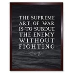 Artery8 Slate Inspiring Quote Sun Tzu Art of War Subdue Enemy Without Fighting Art Print Framed Poster Wall Decor 12x16 inch