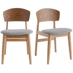 Miliboo - Chaises scandinaves en bois clair et tissu gris clair (lot de 2) elion