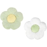 2 st Flower Golv Kudde, Blomma Forma Plysch Kudde Kudde Stol Sittdyna, Mjuk Blomma Kudde white green + green yellow 50cm