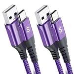 sweguard Lot de 2 câbles 3M USB C de type C en nylon pour Samsung Galaxy S10 S9 S8 Plus, Note10, Note9, M31, M30s, M20, A20e, A71, A51, A50, A40, A10e, A7, Mi9, Mi8, Redmi Note8 Pro LG G7.