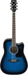 Ibanez Performance Series PF15ECE-TBS Guitare électro-acoustique pleine grandeur Trans Blue Burst