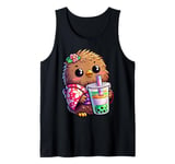 Kiwi Bird Drinking Bubble Tea Japanese Kimono Tank Top