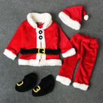 Baby Christmas Set Kappa Byxstrumpor Hatt 4ST Santa Claus Kläder red 70cm