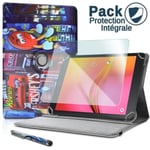 Pack Étui De Protection Avec Motifs Kj26 + Film De Protection En Verre Flexible + Stylet Tactile Pour Archos Access 101 Wifi 10,1