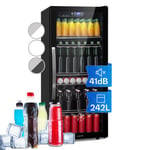 Mini Fridge 242L Beer Fridge Small Fridge Wine Cooler Glass Door Drinks Fridge