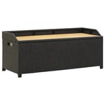 Banc de jardin meuble de patio d exterieur terrasse de rangement de jardin 120 cm resine tressee noir