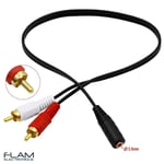 Cable adaptateur Audio Stereo 40cm Jack Female to 2x RCA Male Cable adapter