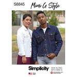 Simplicity Pattern S8845 Mimi G Veste en Jean, Denim, Blanc, A (XS-S-M-L-XL)