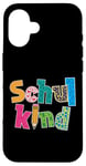 Coque pour iPhone 16 Inscription scolaire colorée