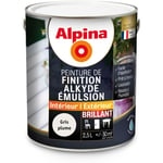 Alpina - Peinture Alkyde en Emulsion Bois & Multisupports - Intérieur & Extérieur - Brillant Couleur: Gris plume - Conditionnement: 2.5L