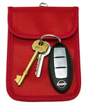 Car Key signal blocker pouch, KeySafe, RFID key pouch, Keyless signal blocking key wallet, by Remaldi. Quality oxford weave fabric with secure nano weave internal pocket., One, Red, Red, KEYWALLRED