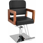 Fauteuil de Coiffure Hydraulique Rotative à 360°, Chaise de Salon Coiffure avec Hauteur Réglable Accoudoirs en Bois Massif Charge 150KG, Chaise de