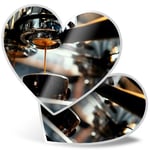 2 x Heart Stickers 15 cm - Espresso Coffee Shop Cafe Machine #21504