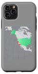 Coque pour iPhone 11 Pro Carte des États-Unis et de l'Amérique du Nord. Rouge surligné Californie