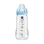 MAM Easy Active, biberon, 330 ml, avec tétine MAM taille 2, en silicone SkinSoft, biberon avec forme ergonomique, pour bébé de 4 mois et plus, espace, 1 pièce (1 pièce)