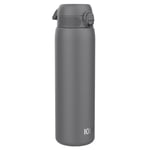 ION8 Leak Proof 1 Litre Water Bottle, Stainless Steel, Grey, 1L