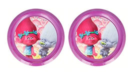 ALMACENESADAN 4723, Pack Trolls ; composé de 2 assiettes réutilisables pour anniversaire, collations ou usage quotidien, diamètre 21,5 cm ; produit réutilisable, sans BPA