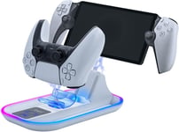 Rgb Station De Chargement Pour Ps Portal Remote Player, Support De Charge Vertical Chargeur Manette, 14 Lumières Rgb Pour Ps Portal Remote Player/Ps5 Controller