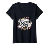 Womens Team Social Worker, School Social Work and Caseworker Squad V-Neck T-Shirt