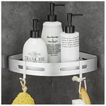 GRICOL Etagère de Douche Sans Perçage Étagère d'Angle Douche avec Autocollant Métal avec 2 Crochets Antirouille pour Salle de Bain Argent