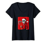 Womens Enter the Xmas with the Grim Reaper and His Scythe Outfit V-Neck T-Shirt