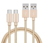 Cable USB-C pour Xiaomi POCO X3 NFC / POCO X3 PRO / POCO M3 / POCO F3 - Type USB-C Nylon Tresse Or 1 Metre [LOT 2] [Phonillico]