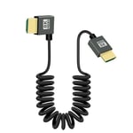 RIIEYOCA 8K 90 Degree HDMI to HDMI Coiled Cable, Left Angle Short 48Gbps High Speed HDMI2.1 Support HDR, 8K@60Hz, 4K@120Hz, Compatible with Camcorders, Monitors (Left)