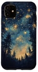 iPhone 11 Vintage Enchanting Celestial Star Night Sky Forest Painting Case