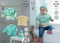 King Cole 4805 Knitting Pattern Baby Jacket Sweater Cardigan & Hat Cherish & Cherished DK