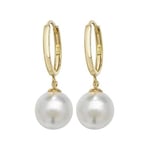 James Moore TH ER1144 9k Yellow Gold Drop Pearl Earrings Jewellery