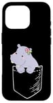 Coque pour iPhone 16 Pro Funny Kawaii Kids Girls Pocket Hippo Lover