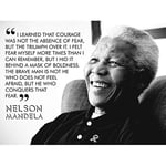 Wee Blue Coo I Learned That Courage Nelson Mandela BW Typography Quote Canvas Print