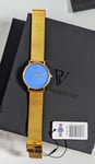 Boxed Paul Valentine Seashell Blue Ladies 36mm Gold Mesh Quartz Watch PV361241