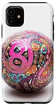 Coque pour iPhone 11 Rose Paisley Retro Lucky Disco 8 Ball Accessoires de mode