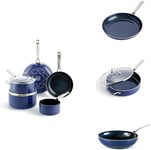 Blue Diamond Cookware Diamond Infused Ceramic Nonstick 10 Piece Cookware Pots and Pans Set, Includes Frying Pans, Sauté Pan, Saucepans, Wok, Milk Pan, PFAS-Free, Induction Compatible, Oven Safe, Blue