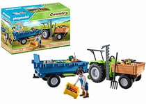 Playmobil 71249 Country Tractor with Harvesting Trailer, Farm Animal Play Sets, Sustainable Toys, Fun Imaginative Role-Play, PlaySets Suitable for Children Ages 4+