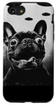 Coque pour iPhone SE (2020) / 7 / 8 Un OVNI rencontre un chien français sur une photo vintage Alien Invasion